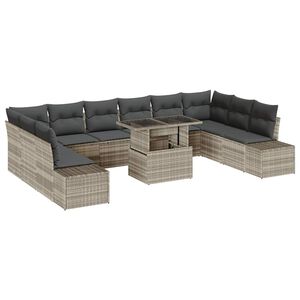 vidaXL Havesofa S&aelig;t 11 stk. Lysegr&aring; polyrattan