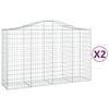 vidaXL buede gabionkurve 2 stk. 200x50x120/140 cm galvaniseret jern