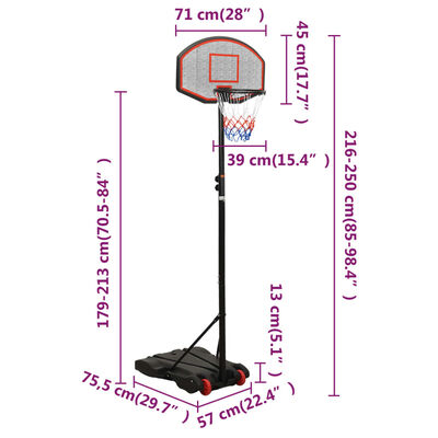 vidaXL basketballstativ 216-250 cm polyethylen sort