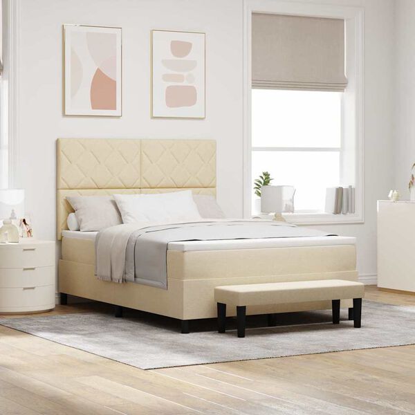 vidaXL Box spring seng med madras Creme 160 x 200 cm Stof