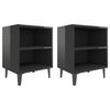 vidaXL sengeborde 2 stk. med metalben 40x30x50 sort h&oslash;jglans