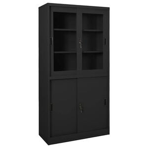 vidaXL kontorskab med skydel&aring;ger 90x40x180 cm st&aring;l antracitgr&aring;