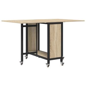 vidaXL Foldbart spisebord med hjul 130 x 80 x 76,5 cm st&aring;l PB