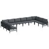 vidaXL Havesofa S&aelig;t med pude 10 pcs Sort St&aring;l