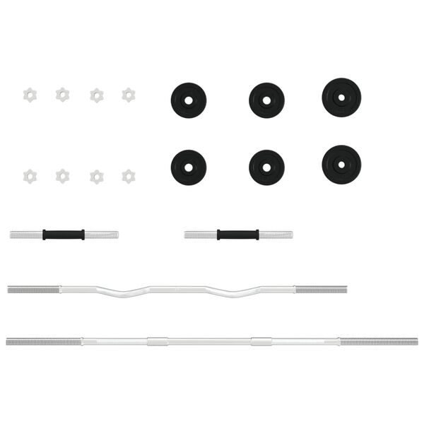 vidaXL s&aelig;t med v&aelig;gtstang og h&aring;ndv&aelig;gte 30 kg st&oslash;bejern