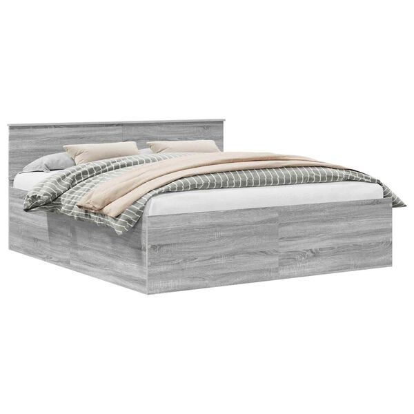 vidaXL Sengestel Gr&aring; Sonoma 200 x 200 cm Konstrueret tr&aelig;