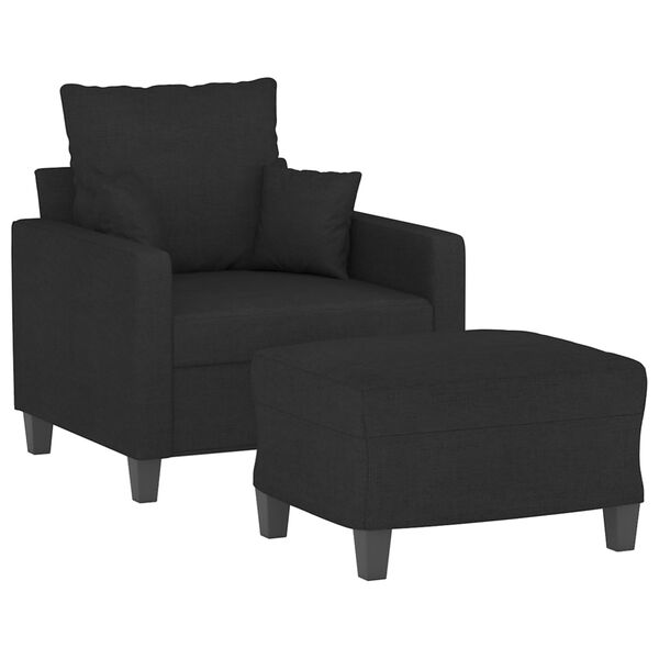 vidaXL sofastol med fodskammel 60 cm stof Sort