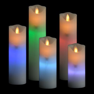 vidaXL LED-stearinlyssæt 5 dele med fjernbetjening farverigt lys