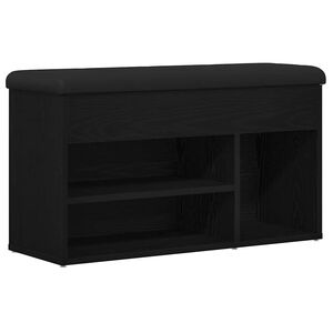 vidaXL Sko b&aelig;nk med hylde Sort 80 x 30 x 45 cm Konstrueret tr&aelig;