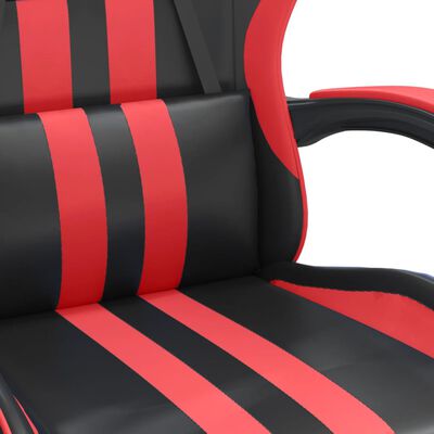 vidaXL drejelig gamingstol med fodstøtte kunstlæder sort og rød