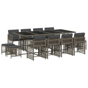 vidaXL spisebordss&aelig;t til haven 13 dele med hynder polyrattan gr&aring;