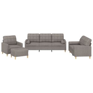 vidaXL sofas&aelig;t 4 dele med puder stof gr&aring;brun