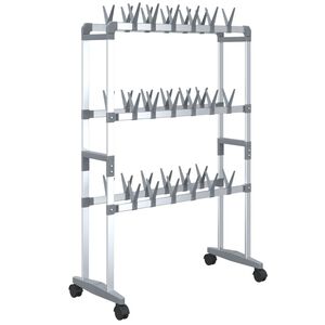 vidaXL skostativ med hjul 66x27x100 cm s&oslash;lvfarvet