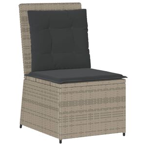 vidaXL loungestol med hynder og l&aelig;nefunktion polyrattan lysegr&aring;