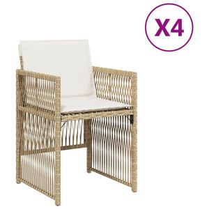 vidaXL havestole 4 stk. med hynder polyrattan beige