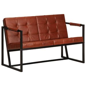 vidaXL 2-personers sofa &aelig;gte gedeskind brun