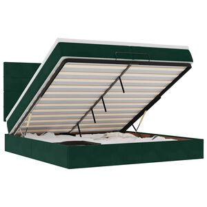 vidaXL osmannisk sengeramme med madrasser 200x200 cm fl&oslash;jl m&oslash;rkegr&oslash;n