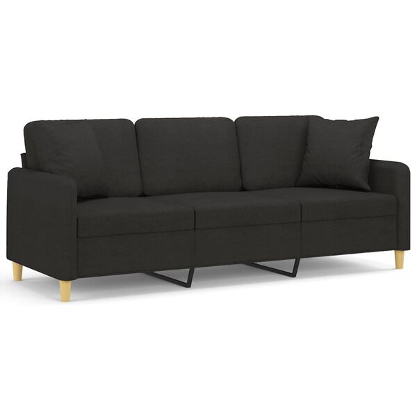 vidaXL 3-personers sofa med puder og hynder 180 cm stof sort