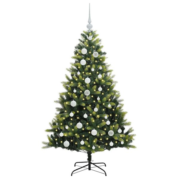 vidaXL Kunstig h&aelig;ngslet juletr&aelig; med 150 LED-lys Gr&oslash;n 120 cm PVC og PE