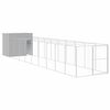 vidaXL hundehus med l&oslash;beg&aring;rd 214x1069x181 cm galvaniseret st&aring;l lysegr&aring;