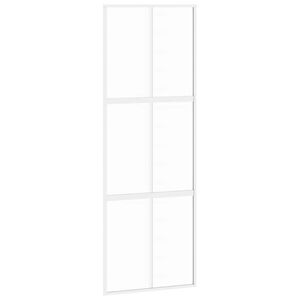 vidaXL skyded&oslash;r 76x205 cm h&aelig;rdet glas og aluminium hvid