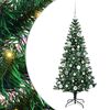 vidaXL Kunstig Forbelyst Juletr&aelig; med stativ Gr&oslash;n 150 cm PVC og metal