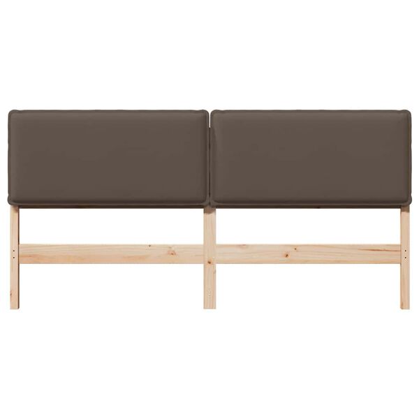 vidaXL Polstret sengegavl Naturlig og Lys Gr&aring; 200 cm Massiv fyrretr&aelig;