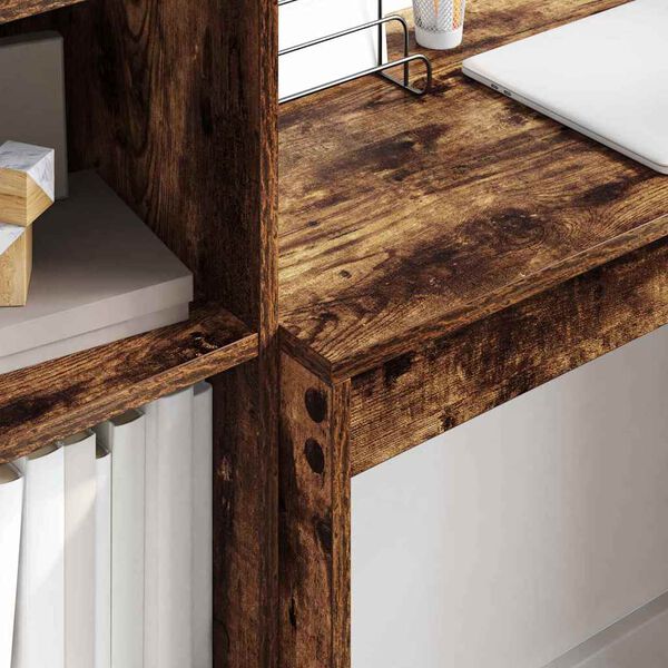 vidaXL Bord med skuffe 2 pcs Røget eg