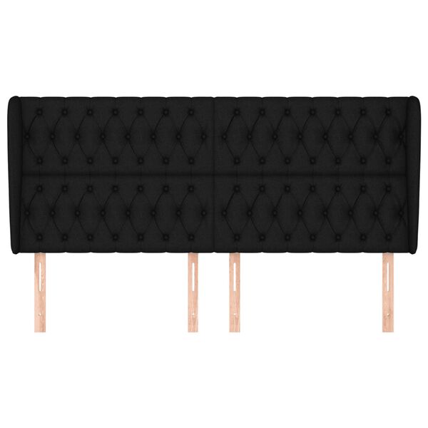 vidaXL sengegavl med kanter 183x23x118/128 cm stof sort