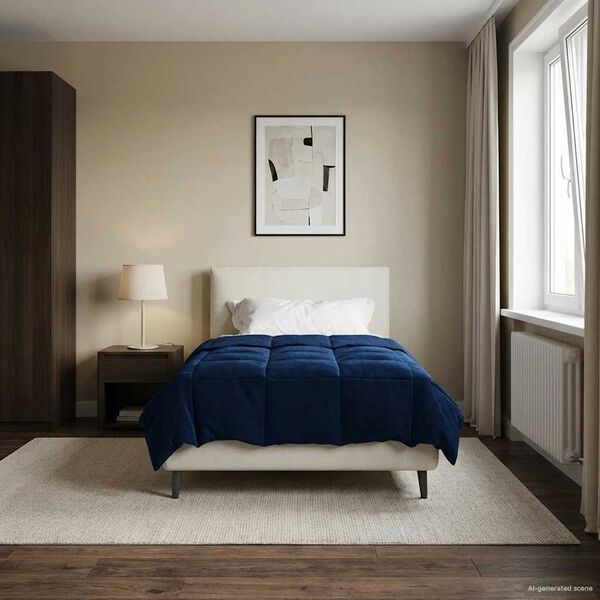 vidaXL Sommer dyne Quilting M&oslash;rk bl&aring; 140 x 220 cm Mikrofiber