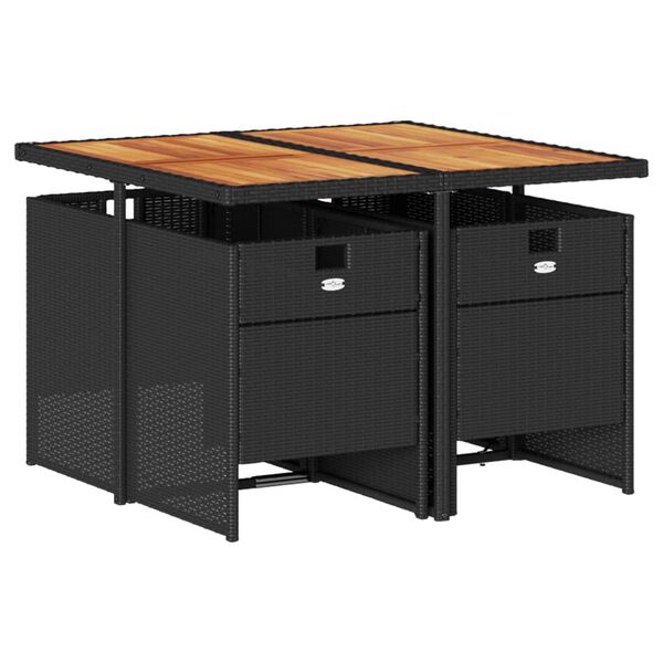vidaXL spisebordssæt til haven 5 dele med hynder polyrattan sort