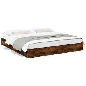 vidaXL sengeramme med skuffer 200x200 cm konstrueret tr&aelig; r&oslash;get eg