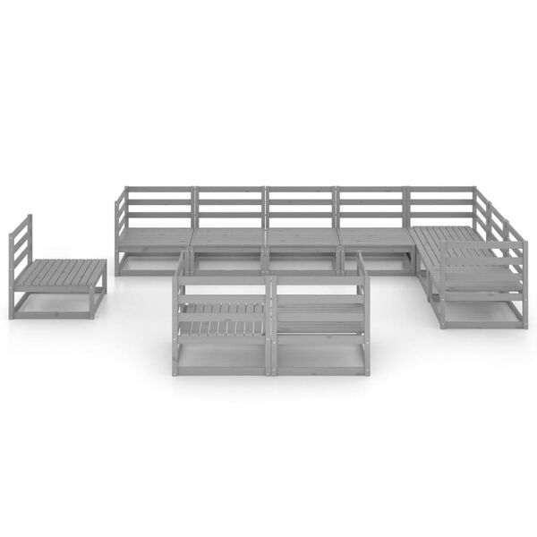 vidaXL lounges&aelig;t til haven 10 dele massivt fyrretr&aelig; gr&aring;