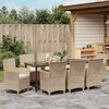 vidaXL Have Spisebordss&aelig;t 9 pcs Beige polyrattan
