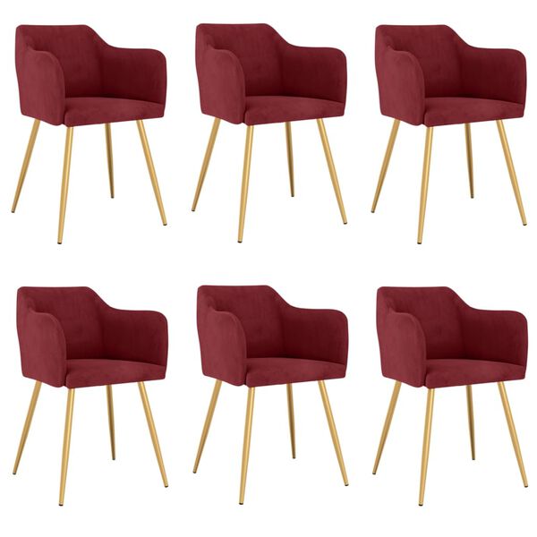 vidaXL spisebordsstole 6 stk. velour vinr&oslash;d