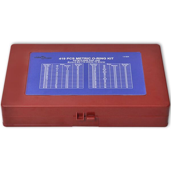 Sortimentss&aelig;t med 419 O-ringe, pakninger/t&aelig;tningsringe, gummi, 32 str.