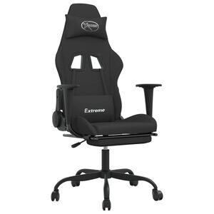 vidaXL gamingstol med massagefunktion + fodst&oslash;tte stof sort