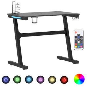 vidaXL gamerbord med LED og Z-formede ben 90x60x75 cm sort