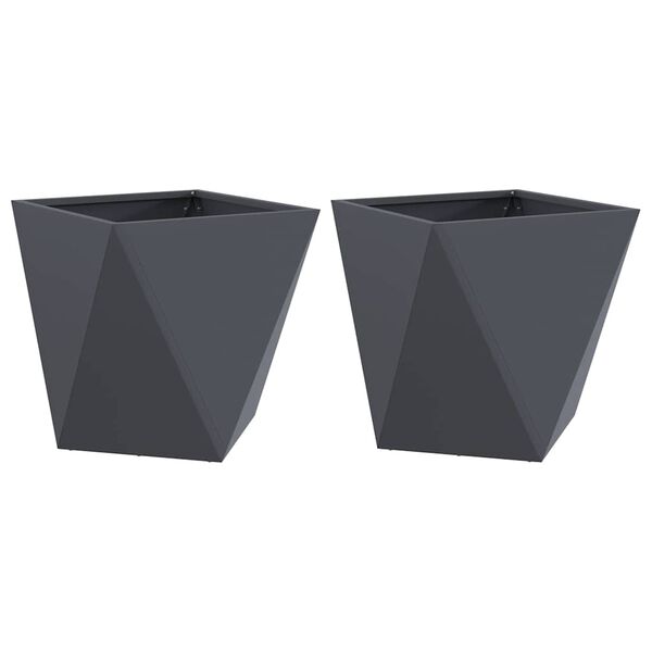vidaXL Plantekasse 2 pcs Antracit 50 x 50 x 50 cm St&aring;l