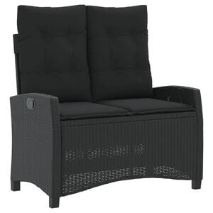 vidaXL haveb&aelig;nk med hynder og l&aelig;nefunktion polyrattan sort