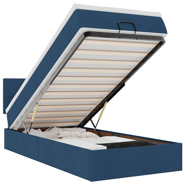 vidaXL osmannisk sengeramme med madras 90x190 cm stof bl&aring;