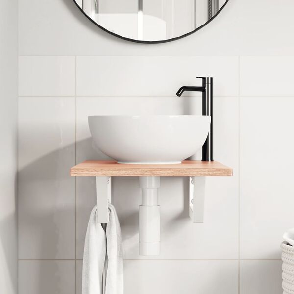 vidaXL badev&aelig;relseshylde st&aring;l og massivt egetr&aelig;