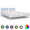 vidaXL sengestel med LED 180x200 cm kunstl&aelig;der hvid