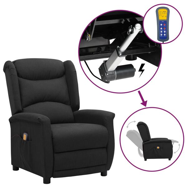 vidaXL l&oslash;ftestol med massagefunktion stof sort