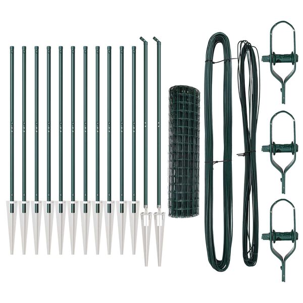 vidaXL Hegn med post Gr&oslash;n 1 x 25 m St&aring;l og PVC