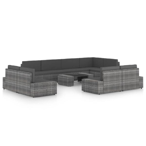 vidaXL lounges&aelig;t til haven 10 dele med hynder polyrattan gr&aring;