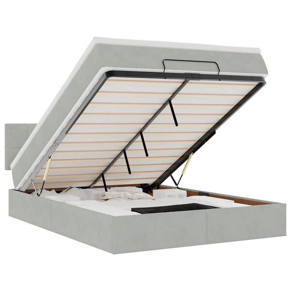 vidaXL osmannisk sengeramme med madras 140x200 cm fløjl lysegrå