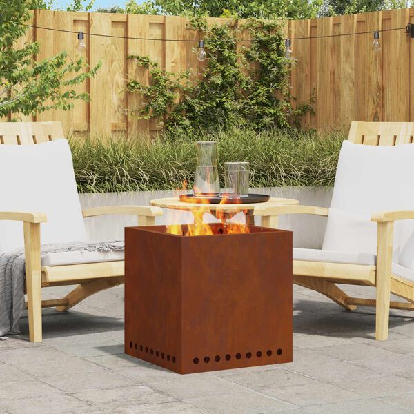 vidaXL R&oslash;gfri ildsted Brun 48 x 48 x 50 cm Cortenst&aring;l