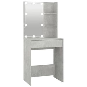 vidaXL makeupbord med LED-lys 60x40x140 cm betongr&aring;