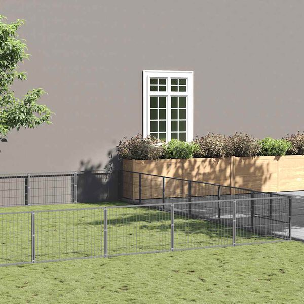 vidaXL hundel&oslash;beg&aring;rd 60 m&sup2; st&aring;l s&oslash;lvfarvet